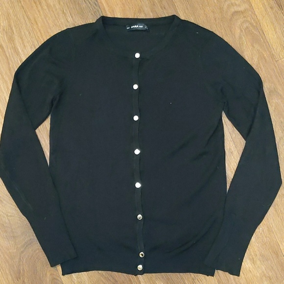 Zara Sweaters - Zara Knit Black Cardigan Gold Buttons size Small